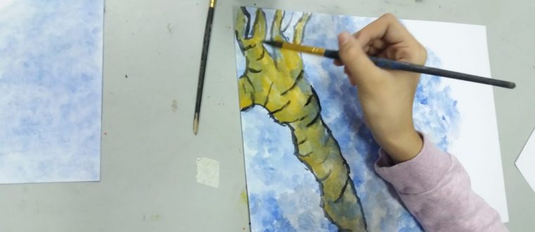 יצירות בעקבות ציורי אומנים בהנחיית שרון, המורה לאומנות