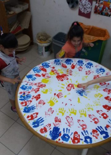 יצירת מנדלות בשיעורי אומנות עם שרון